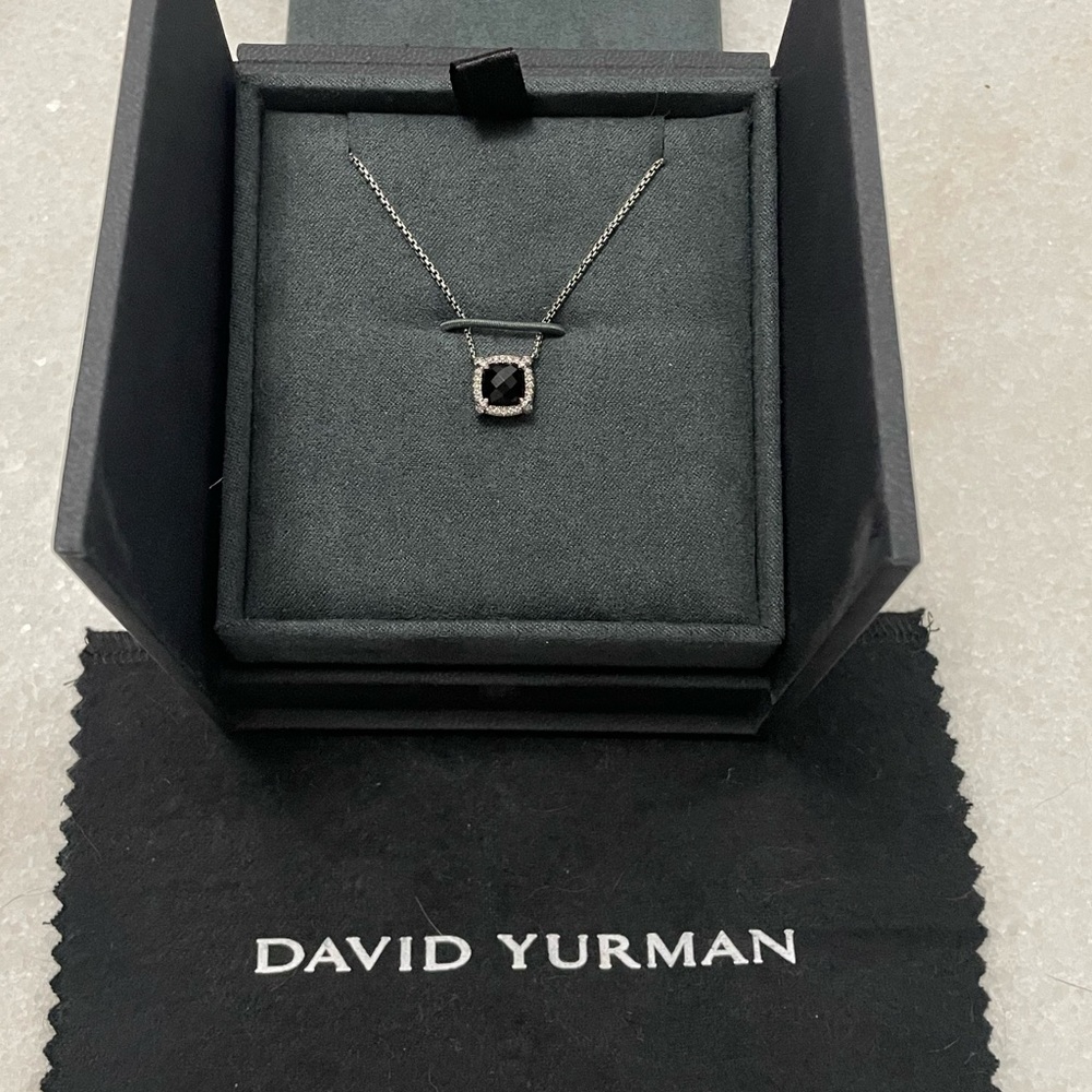 David Yurman Petite Chatelaine Pavé Bezel Necklace in Black Onyx and Diamonds